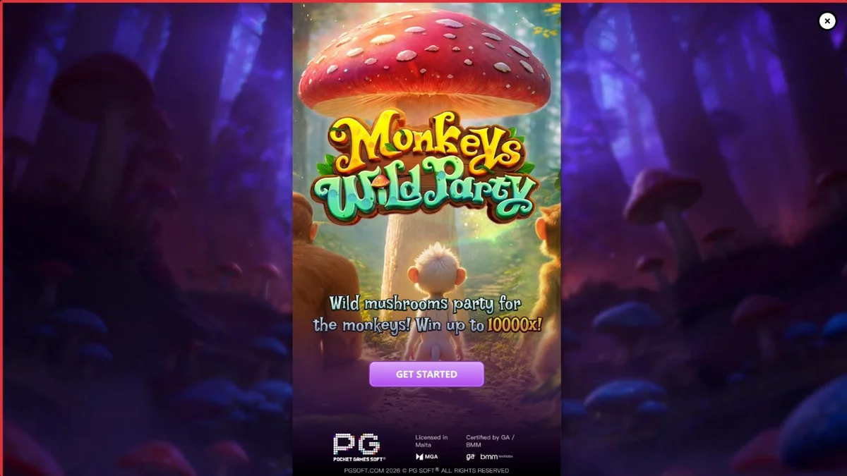 Interface vibrante do slot Monkeys Wild Party com tema de selva e primatas
